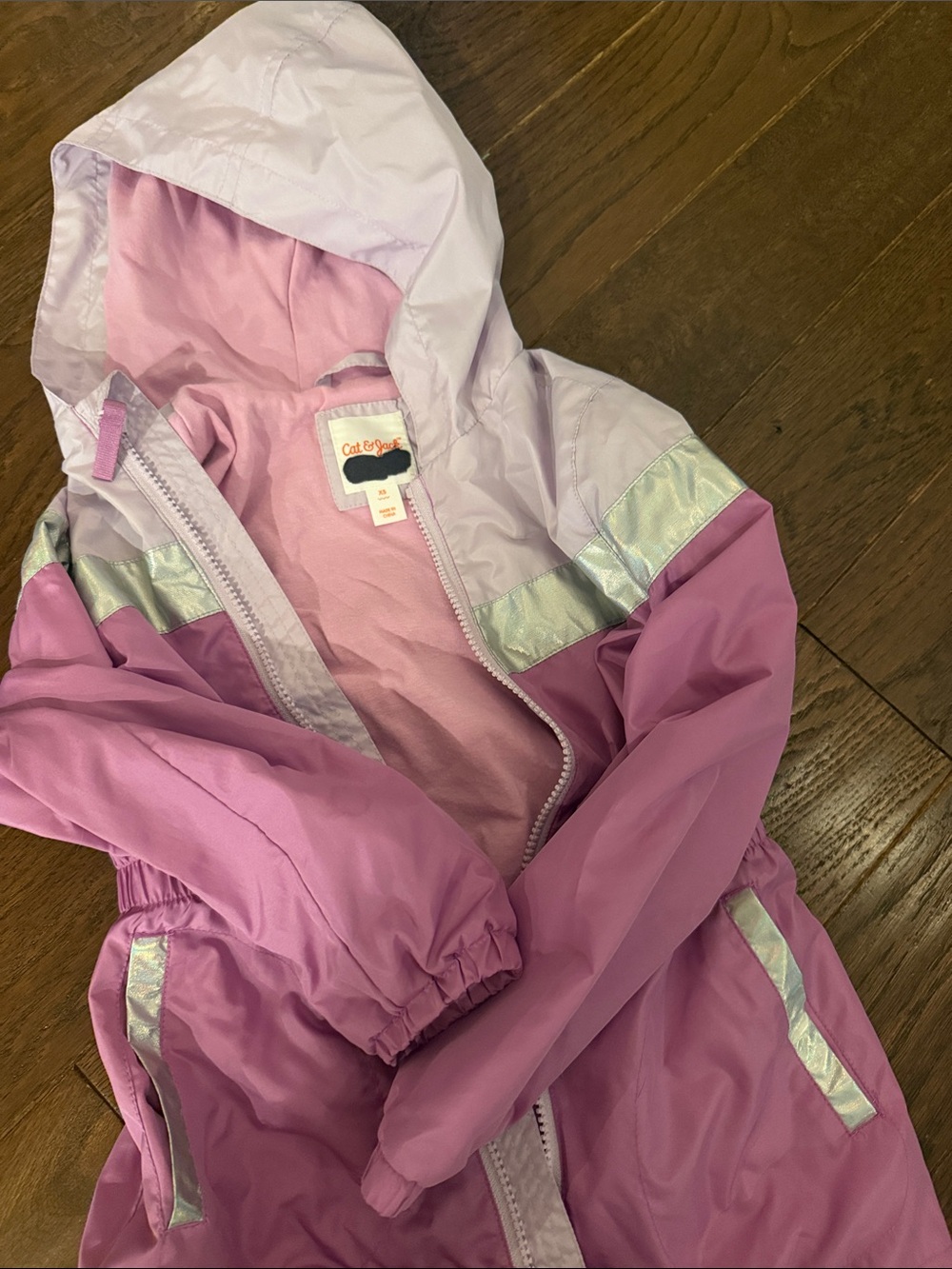 Cat & Jack Girls' Lavender and Light Pink Hooded Raincoat
